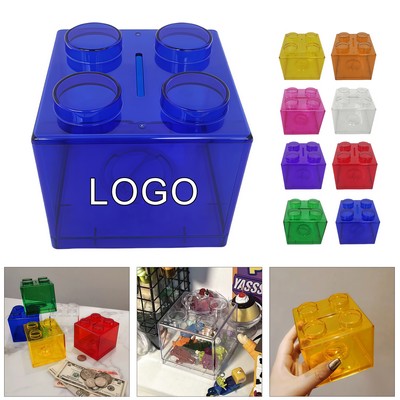 Building Block Shape Transparent Piggy Bank